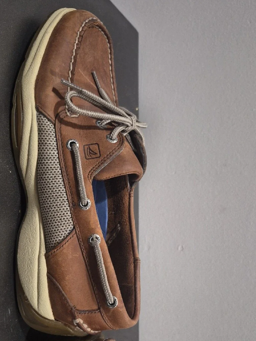 Sperry Brown Leather Boat Shoes with Cream Sole